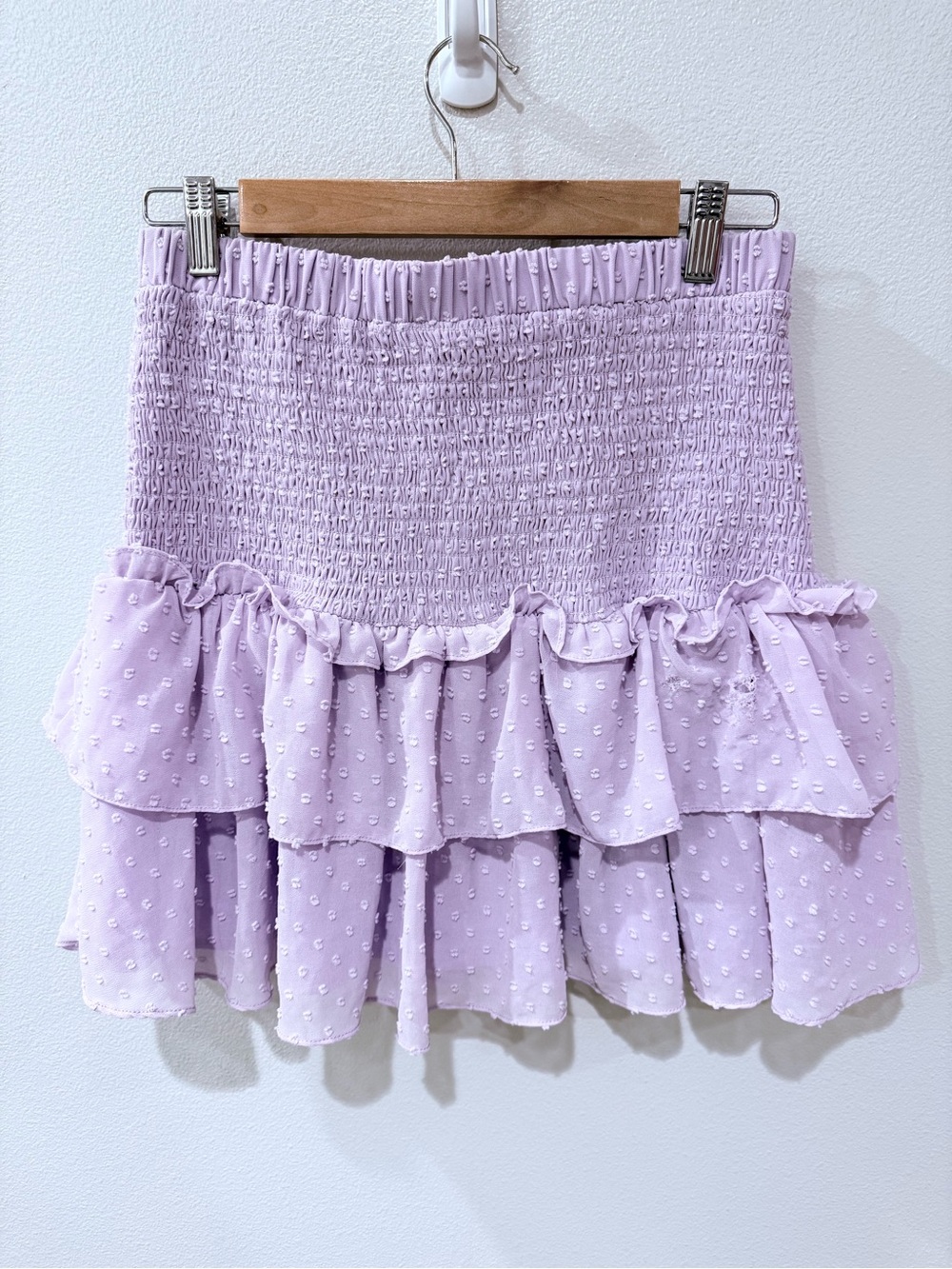 Free the Roses Lavender Smocked Ruffle Mini Skirt *flaw on the back